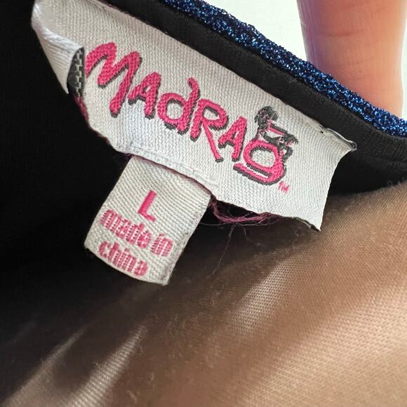 MadRag Jumpsuit Large Womens Blue Metallic Party Cocktail Going Out Strapless - Picture 8 of 9